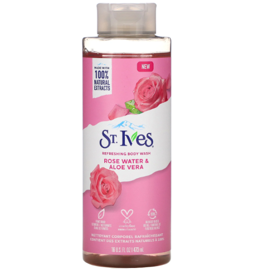 ST.IVES BODY WASH 473ML (ROSE WATER&ALOE VERA)