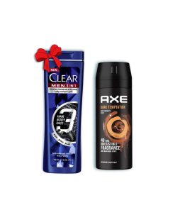 AXE SPRAY DARKTEMPTATION150ML+CLEAR SHAMPOO M بالفحمOFF