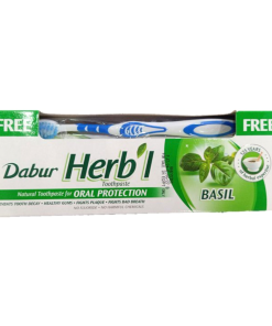 DABUR HERBL TOOTH PASTE BASILL 140GM+فرشة OFF