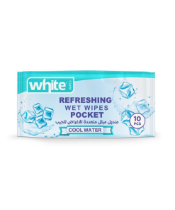 WHITE WET WIPES 10PCS COOL WATER