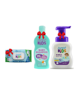 SUPER KIDS WIPES+BATH GEL+SHAMPOO 200ML OFF